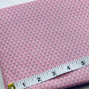 Vintage Calico Tiny Blue Hearts White Floral on Pink Fabric 1yd 22" x 44"